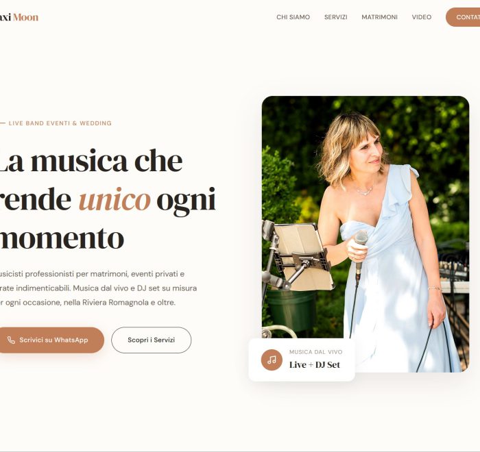 Sito web Taxi Moon Music - vista desktop
