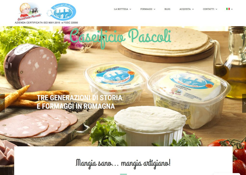 Sito web Caseificio Pascoli a Savignano sul Rubicone (FC) - vista desktop