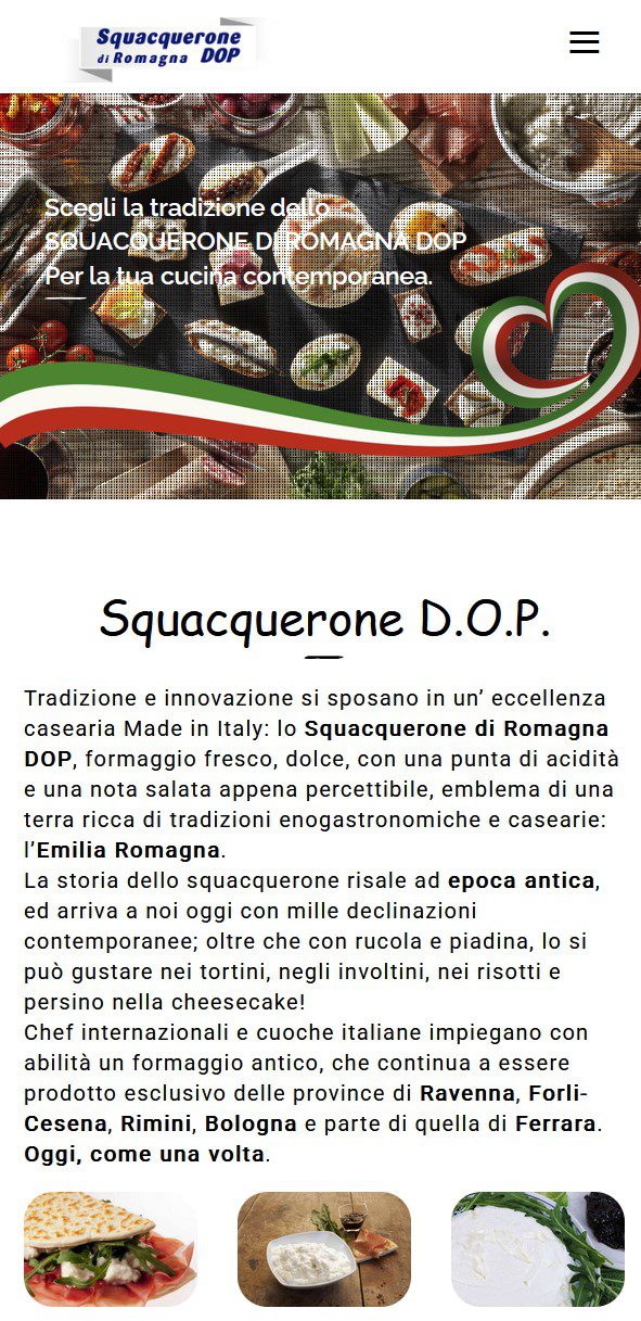Sito web Associazione Squacquerone di Romagna DOP - vista mobile