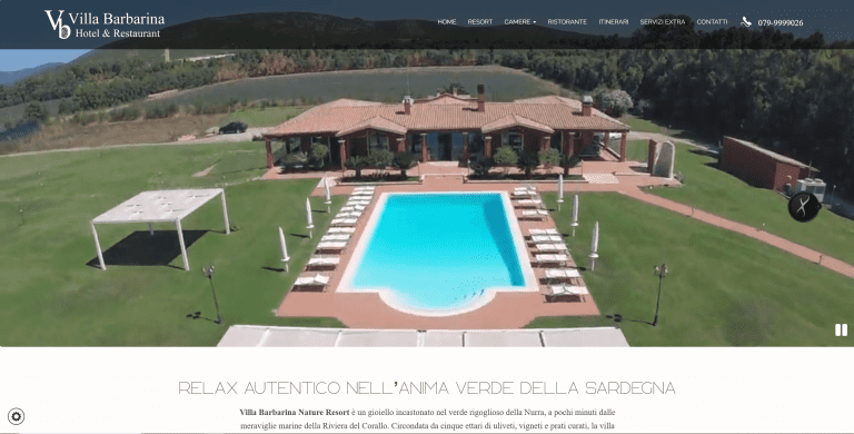 Sito web Resort Villa Barbarina - vista desktop